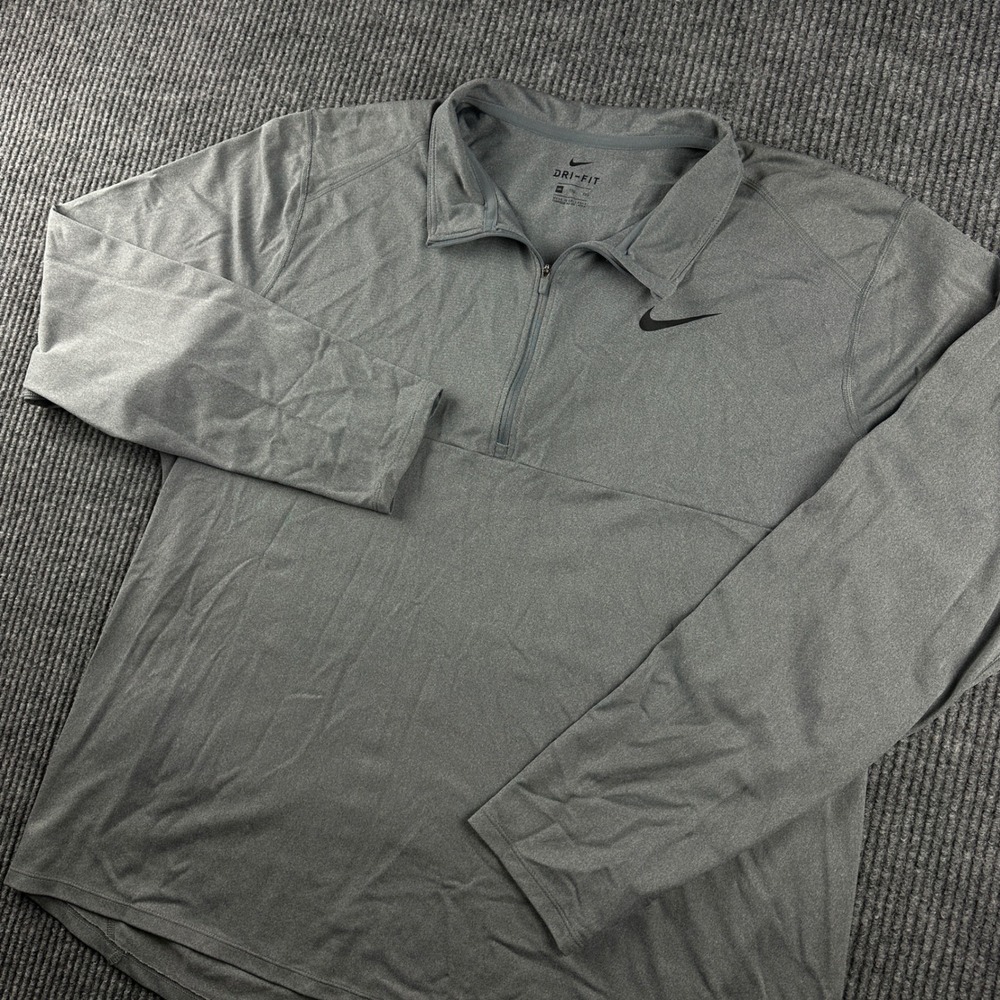Nike Dri-FIT Mens XXL Gray Quarter Zip Pullover Athletic Long Sleeve Shirt 3370